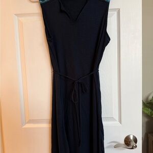 Joe Fresh Navy Midi Dress with Teal Accents